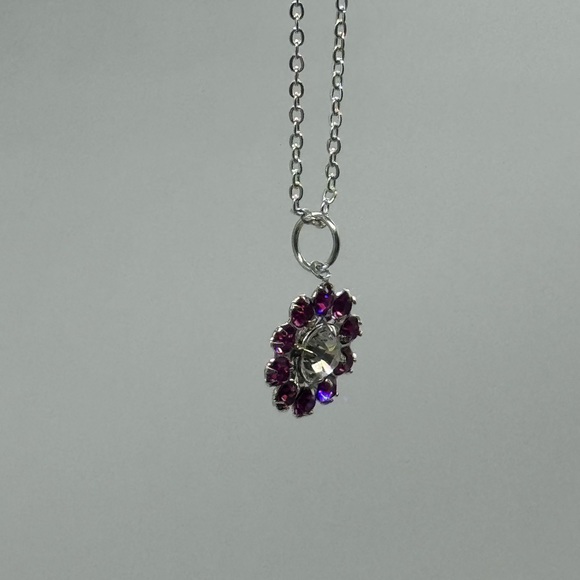Crystal Flower Necklace made with Swarovski Crystals - Picture 7 of 13